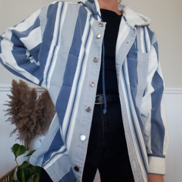 Vintage 90's striped jean shacket - Picture 4 of 10